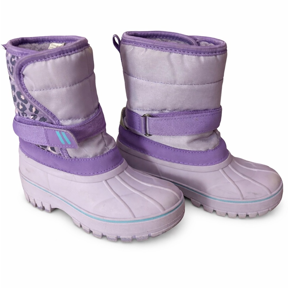 Girls Purple Winter Snow Boots Size 9/10 Insulated Waterproof Velcro